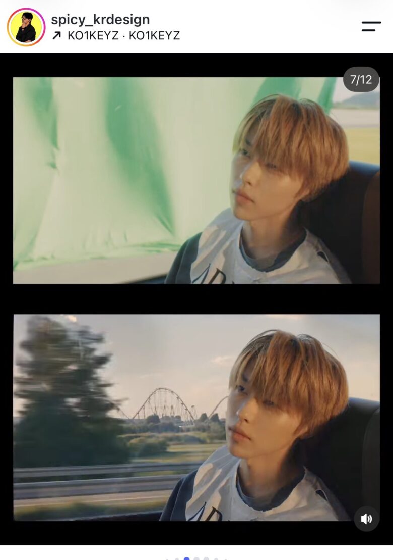 KO1KEYZ MV 車窓シーンのBefore/After比較(グリーンバック合成前後)